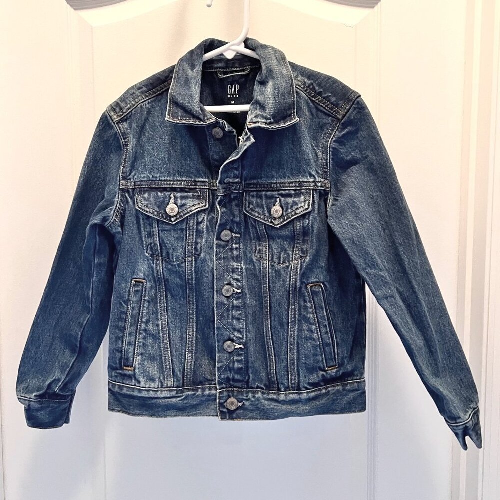GAP Kids Blue Distressed Jean/Denim Jacket-Size Medium Youth-School-Cowgirl